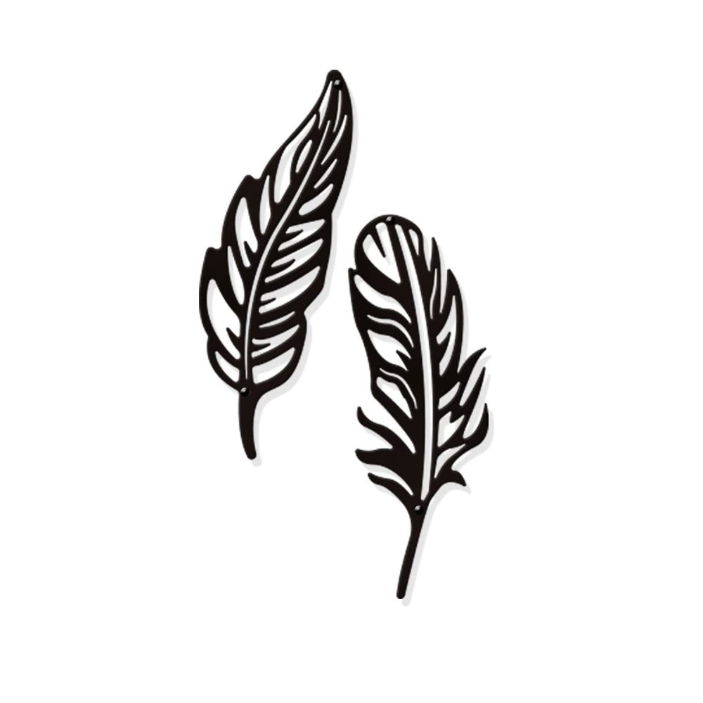 2 Pcs Feather Metal Wall Art Decor, Black Wall Hanging Decor Silhouette Wall👋